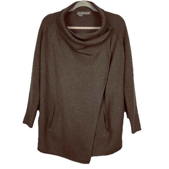 360 Cashmere Sweater Size XS Cocoa Brown Jordana Cowl Neck Wrap Lagenlook Boho - Picture 1 of 11